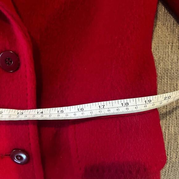Vintage Petite rice coat company.  Wool and Mohair red  pea coat. - Picture 9 of 11